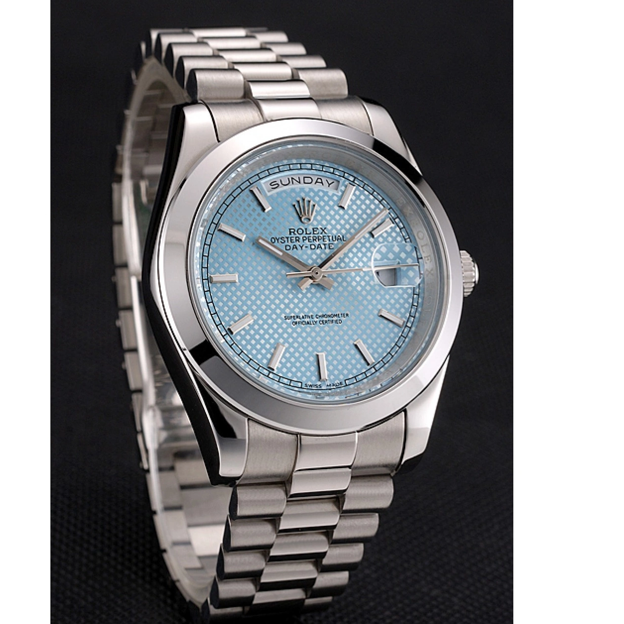 Rolex copies cheap Case Stainless Date Blue And Rolex Steel Day Ice Bracelet 40 Dial 0823